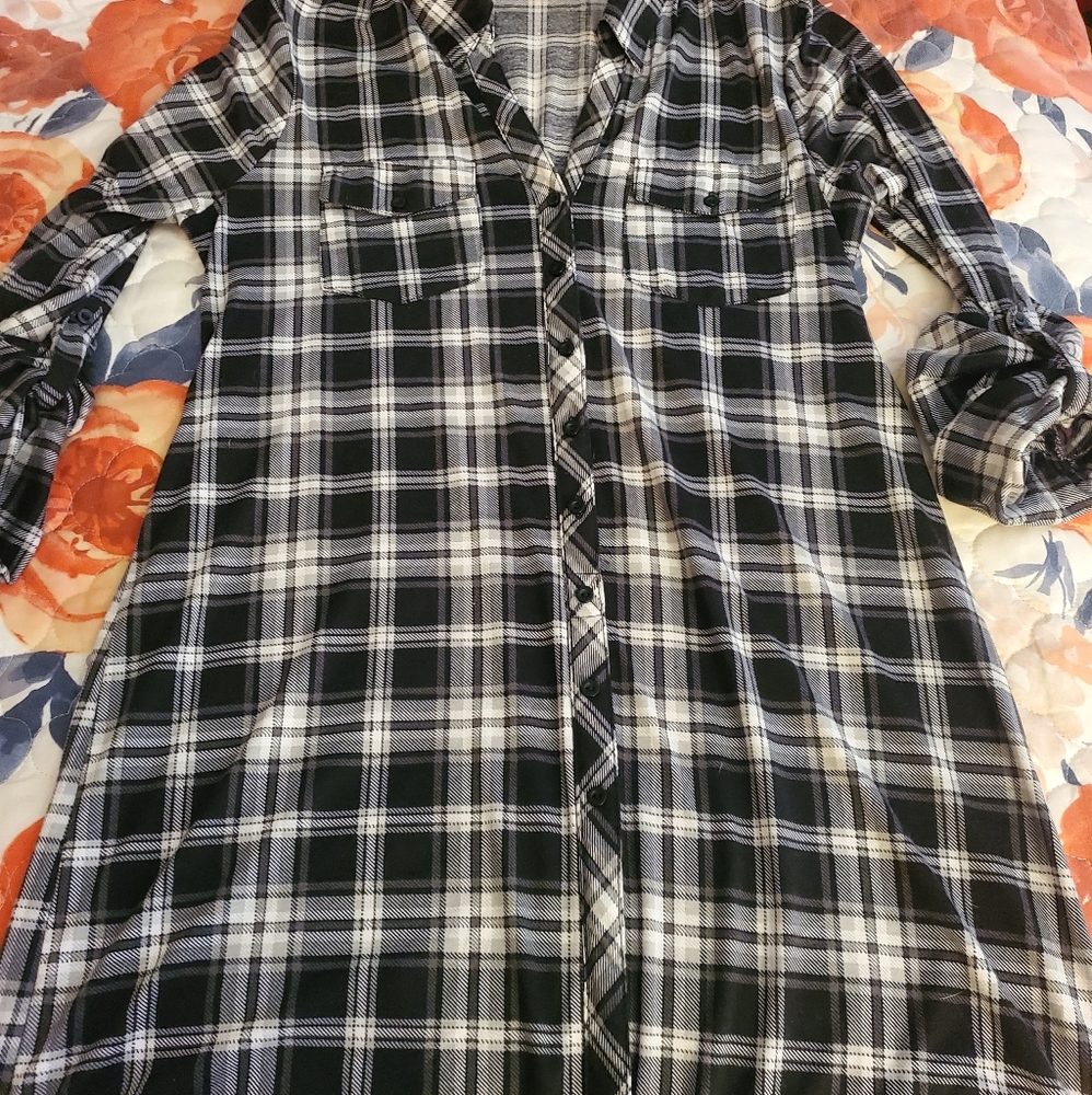 Button up flannel type dress/ tunic.